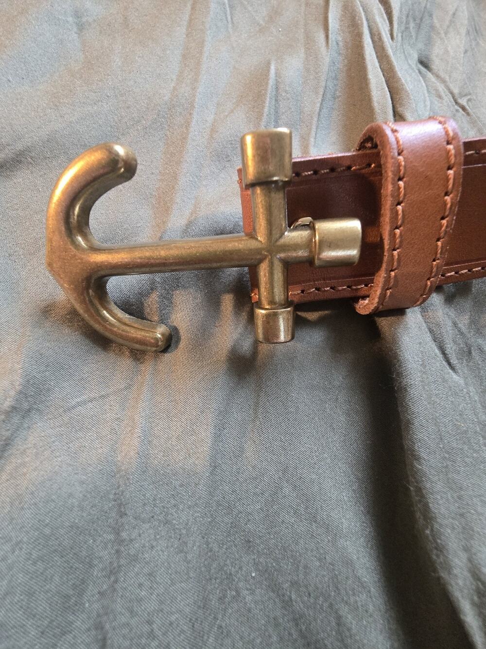 Mens J.Crew Anchor Buckle Belt NYC Made In USA sold out online nautical coast L